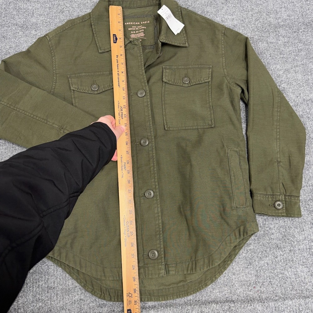 American Eagle Outfitters Shacket Women Small Olive Cotton Military Button Front - Picture 5 of 9